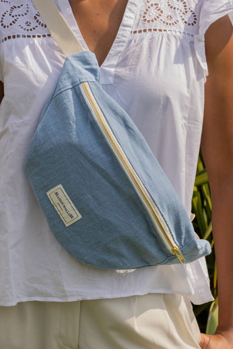 Maison Mallow - Sac Banane Lin Bleu