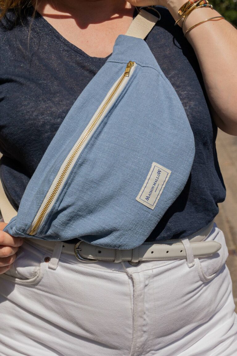 Maison Mallow - Sac Banane Lin Bleu