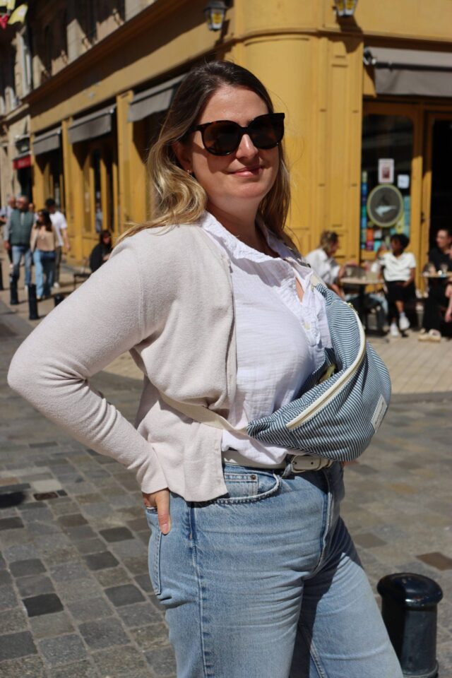 Maison Mallow - Sac Banane Jean Rayé Bleu et Blanc