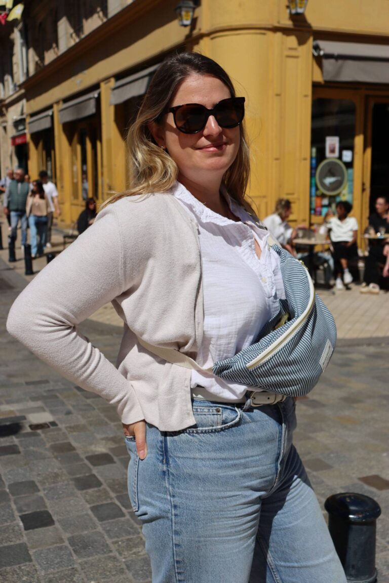 Maison Mallow - Sac Banane Jean Rayé Bleu et Blanc
