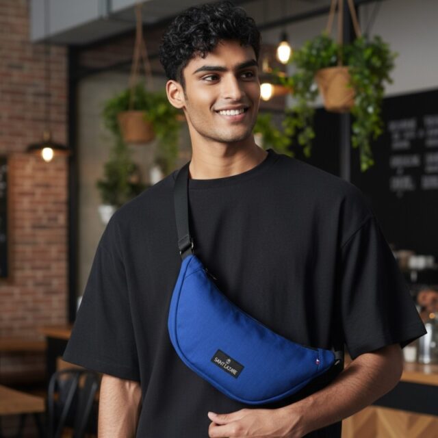 Saint-Lazare - Sac demi lune bleu de travail