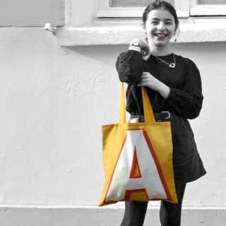 Maron Bouillie - Sac shopping alphabet lettre A – made France Abécédaire