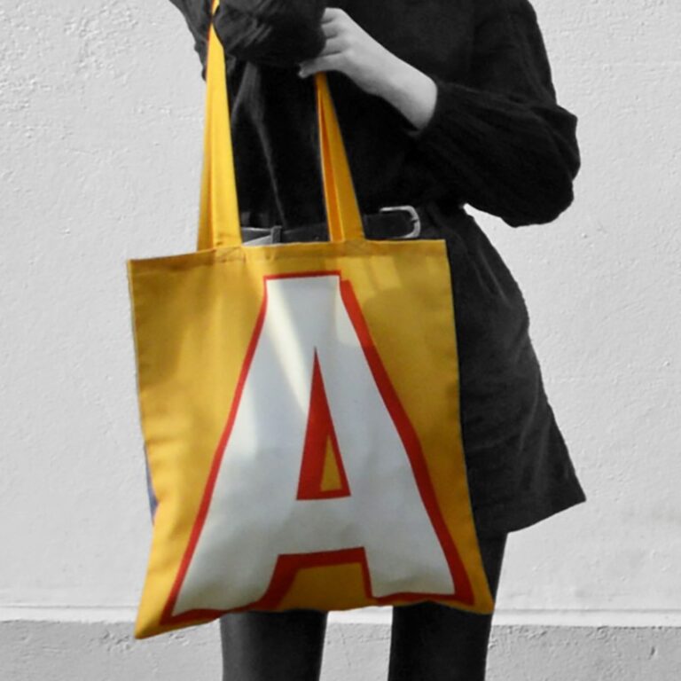 Maron Bouillie - Sac shopping alphabet lettre A - made France Abécédaire