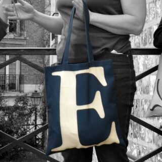 Maron Bouillie - Sac shopping alphabet lettre E  made France Abécédaire