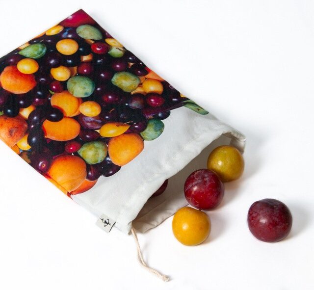 Maron Bouillie - Sachet réutilisable - pochon imprimé  Prunes - Maron Bouillie