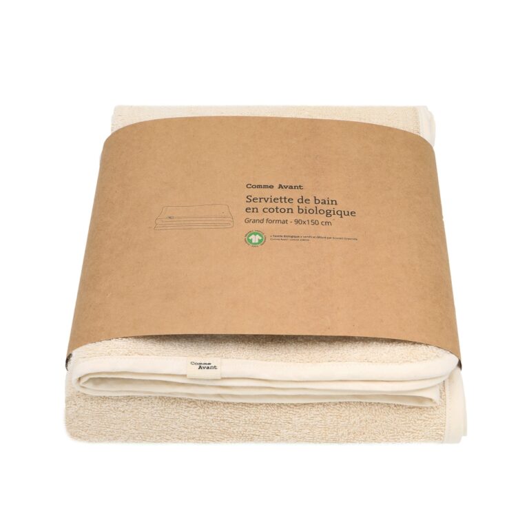 Comme Avant - Serviette de Bain en Coton Bio 450g/m² - Plage & Toilette Écru