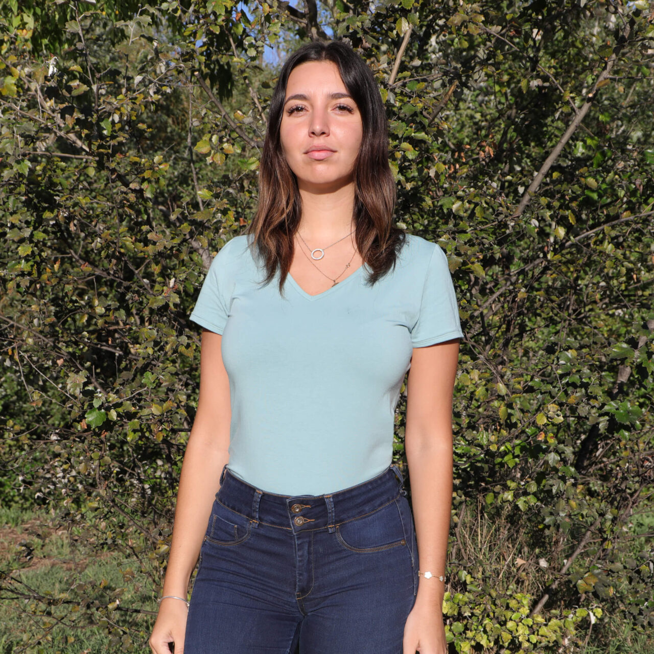 t shirt bleu packshot 2 femme recto comme avant Comme Avant - T-shirt Couleur en coton pour femme Bleu ciel Bleu ciel