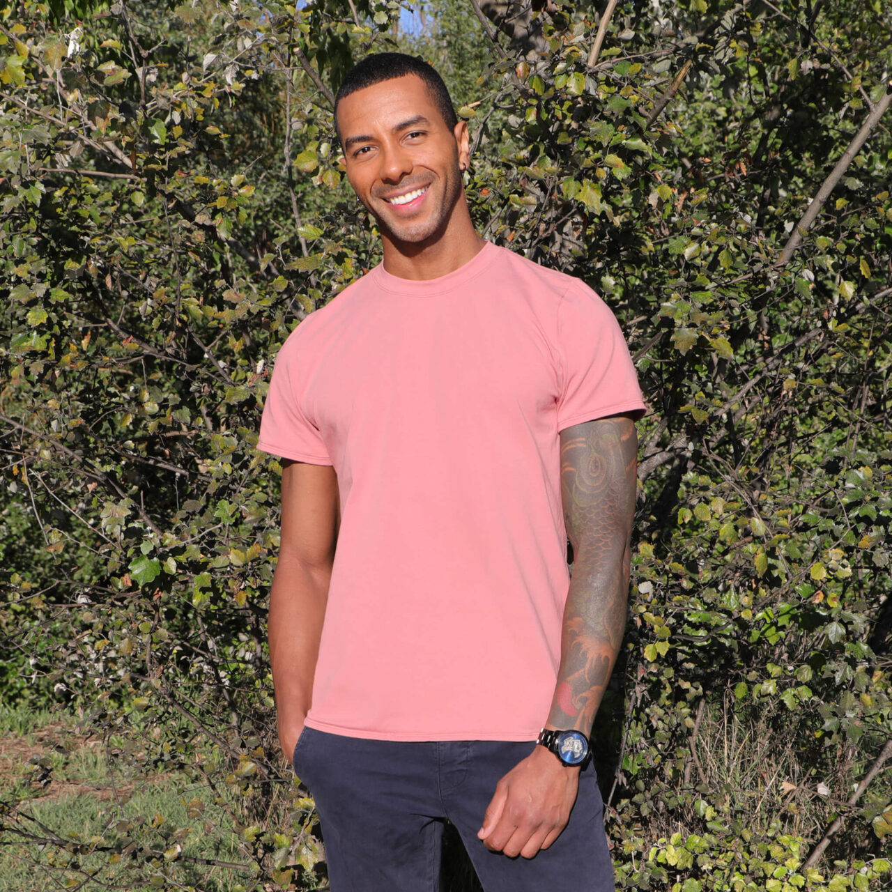 t shirt rose packshot 2 homme recto comme avant Comme Avant - T-shirt Couleur en coton pour homme - Version 1 – XXXL / Vieux rose