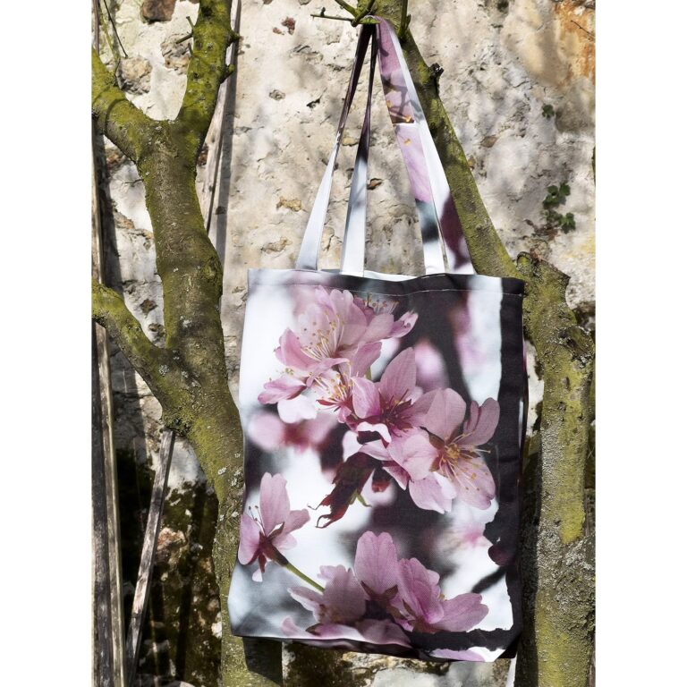 Maron Bouillie - Tote bag fleur Cerisier Maron Bouillie - sac made in France écologique