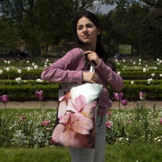 Maron Bouillie - Tote bag fleur Cerisier Maron Bouillie – sac made in France écologique