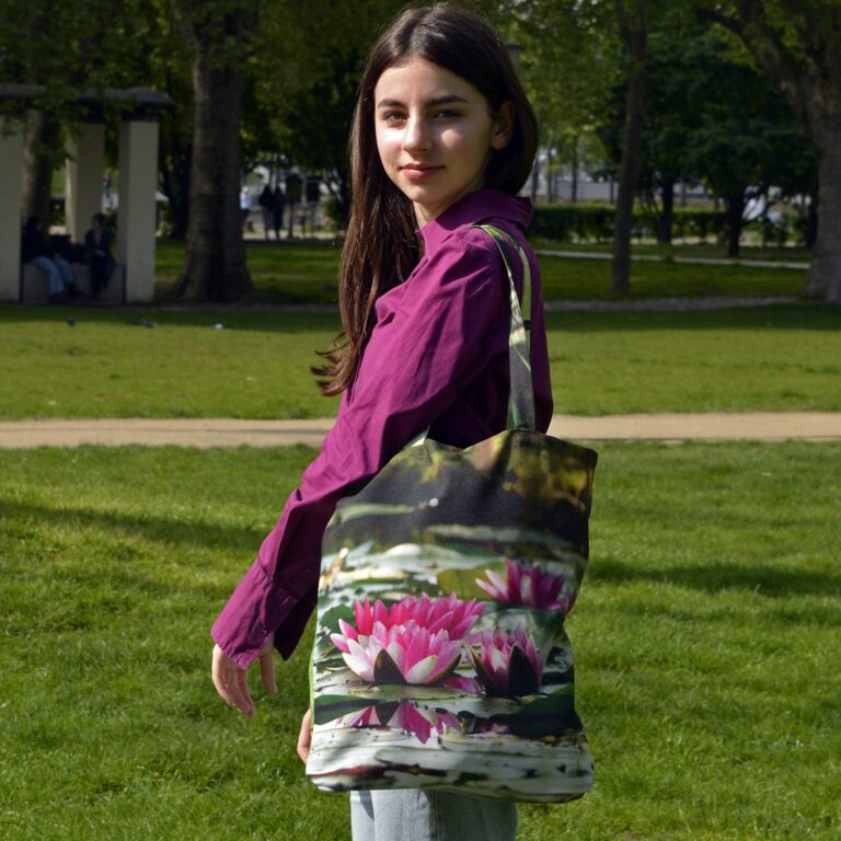 Maron Bouillie - Tote bag fleur Nénuphar Maron Bouillie made in France