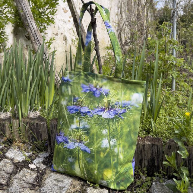 Maron Bouillie - Tote bag fleur Nigelle de Damas Maron Bouillie made in France