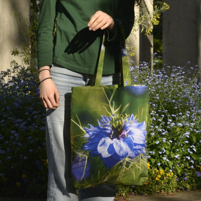 Maron Bouillie - Tote bag fleur Nigelle de Damas Maron Bouillie made in France