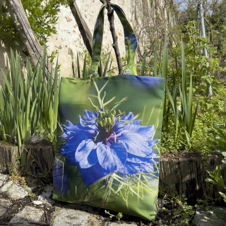 Maron Bouillie - Tote bag fleur Nigelle de Damas Maron Bouillie made in France