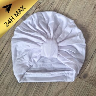Turban 0.3 mois Simple en Jersey de coton Blanc Oeko-Tex – En Stock – Expédiés sous 24H par la marque La Fabrique À DeDeuh La Fabrique À DeDeuh - Turban 0.3 mois Simple en Jersey de coton Blanc Oeko-Tex – En Stock – Expédiés sous 24H