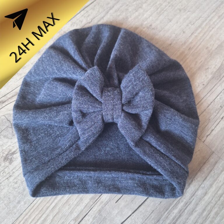 11 20251011 145602 0010 La Fabrique A DeDeuh - Turban 9.12 mois Nœud Maille Bleu gris - En Stock - Expédiés sous 24H