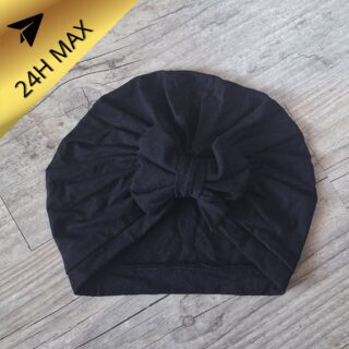 Turban 6.9 mois Noeud en Jersey de coton Noir Oeko-Tex – En Stock – Expédiés sous 24H par la marque La Fabrique À DeDeuh La Fabrique À DeDeuh - Turban 6.9 mois Noeud en Jersey de coton Noir Oeko-Tex – En Stock – Expédiés sous 24H