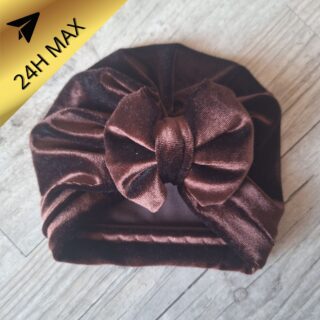Turban 0.3 mois Nœud en Velours extensible Marron – En Stock – Expédiés sous 24H par la marque La Fabrique À DeDeuh La Fabrique À DeDeuh - Turban 0.3 mois Nœud en Velours extensible Marron – En Stock – Expédiés sous 24H