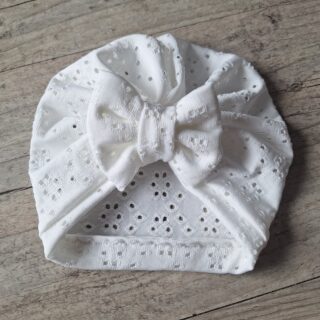 Turban Bonnet – Jersey Ajouré Broderie Anglaise – Finition au Choix – Oeko-Tex par la marque La Fabrique À DeDeuh La Fabrique À DeDeuh - Turban Bonnet – Jersey Ajouré Broderie Anglaise – Finition au Choix – Oeko-Tex