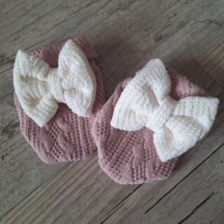 Moufles bébé noeud fille en tissu maille de coton façon tricot jacquard 10 couleurs par la marque La Fabrique À DeDeuh La Fabrique À DeDeuh - Moufles bébé noeud fille en tissu maille de coton façon tricot jacquard 10 couleurs