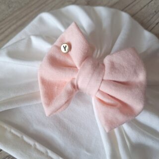 Turban nœud Initiale perle en jersey extensible 10 couleurs par la marque La Fabrique À DeDeuh La Fabrique À DeDeuh - Turban nœud Initiale perle en jersey extensible 10 couleurs