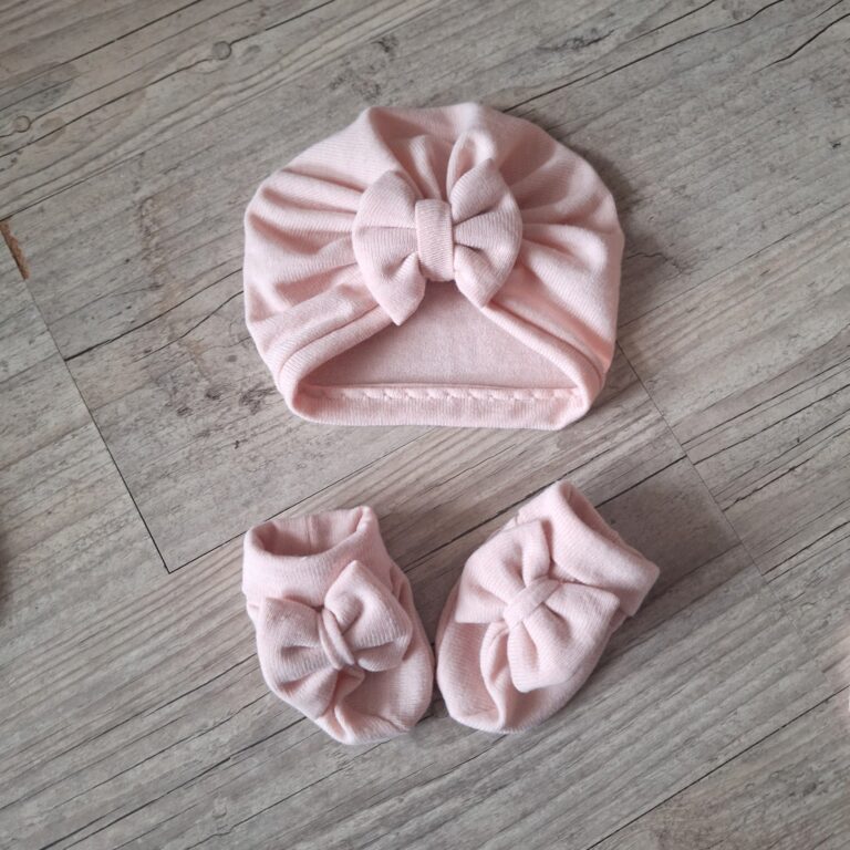 La Fabrique A DeDeuh - Turban bonnet noeud + chaussons assortis en tissu maille extensible: 8 couleurs