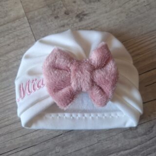 Turban bonnet polaire alpine, finition fourrure noeud buns ou simple personnalisable avec Prénom brodé par la marque La Fabrique À DeDeuh La Fabrique À DeDeuh - Turban bonnet polaire alpine, finition fourrure noeud buns ou simple personnalisable avec Prénom brodé