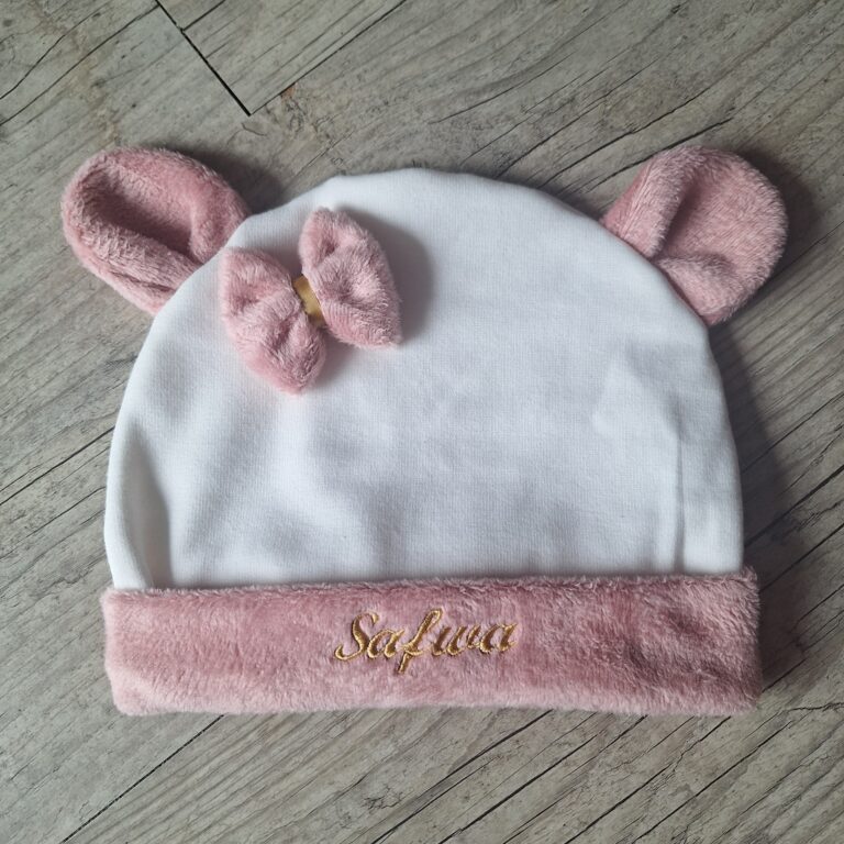 La Fabrique A DeDeuh - Bonnet Oreilles d'ours et petit noeud en polaire alpine