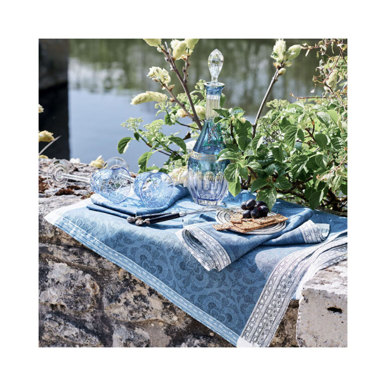 GARNIER THIEBAUT - 4 serviettes de table Harmonie bleu Garnier Thiebaut