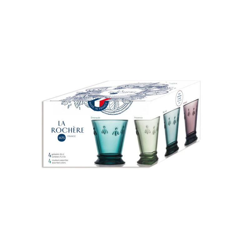 LA ROCHERE - 4 verres à eau Abeille LA ROCHERE set de 4 coloris assortis