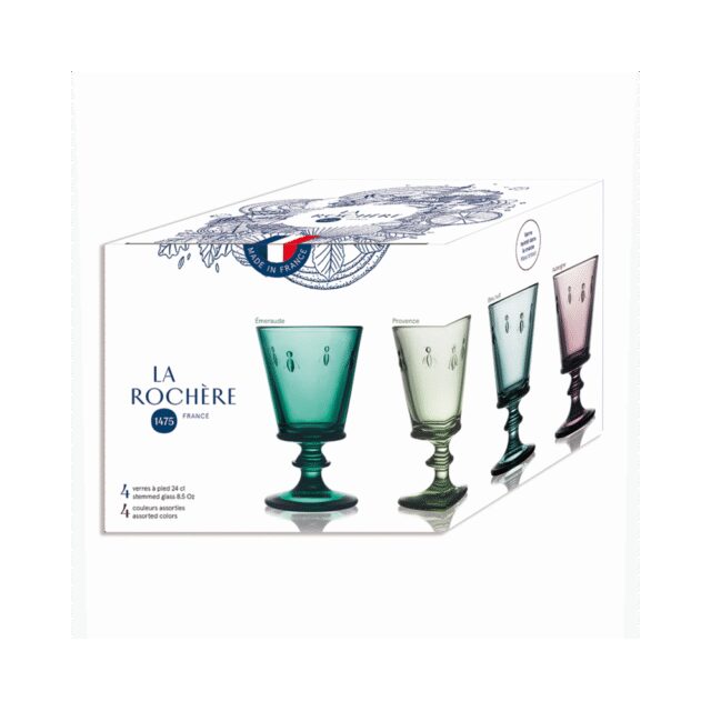 LA ROCHERE - 4 verres à vin Abeille LA ROCHERE set de 4 coloris assortis