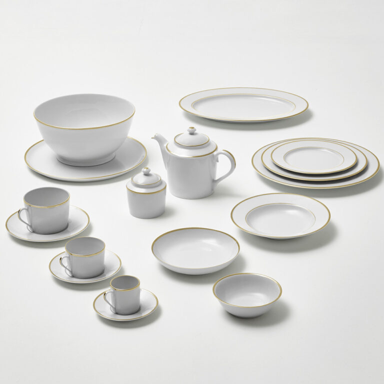 Degrenne - 6 tasses et soucoupes Galon platine or GUY DEGRENNE - 2 coloris