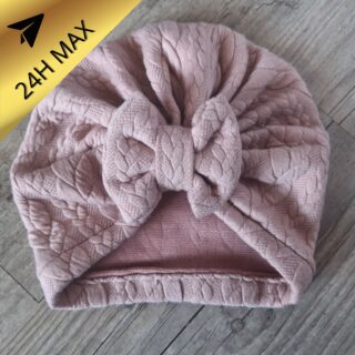 La Fabrique À DeDeuh - Turban 9.12 mois Nœud Matelassé torsadé Rose poudré – En Stock – Expédiés sous 24H