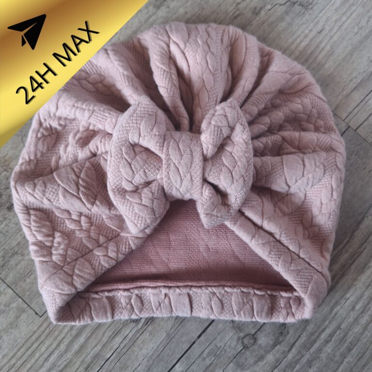 La Fabrique A DeDeuh - Turban 9.12 mois Nœud Matelassé torsadé Rose poudré - En Stock - Expédiés sous 24H