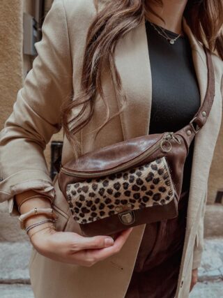 Maison Rottier - Sac Banane Cuir Marron Léopard
