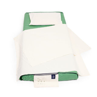 Vous Pouvez Dormir Dans La Grange - DRAP DE VOYAGE VERT ET BLANC CASSÉ