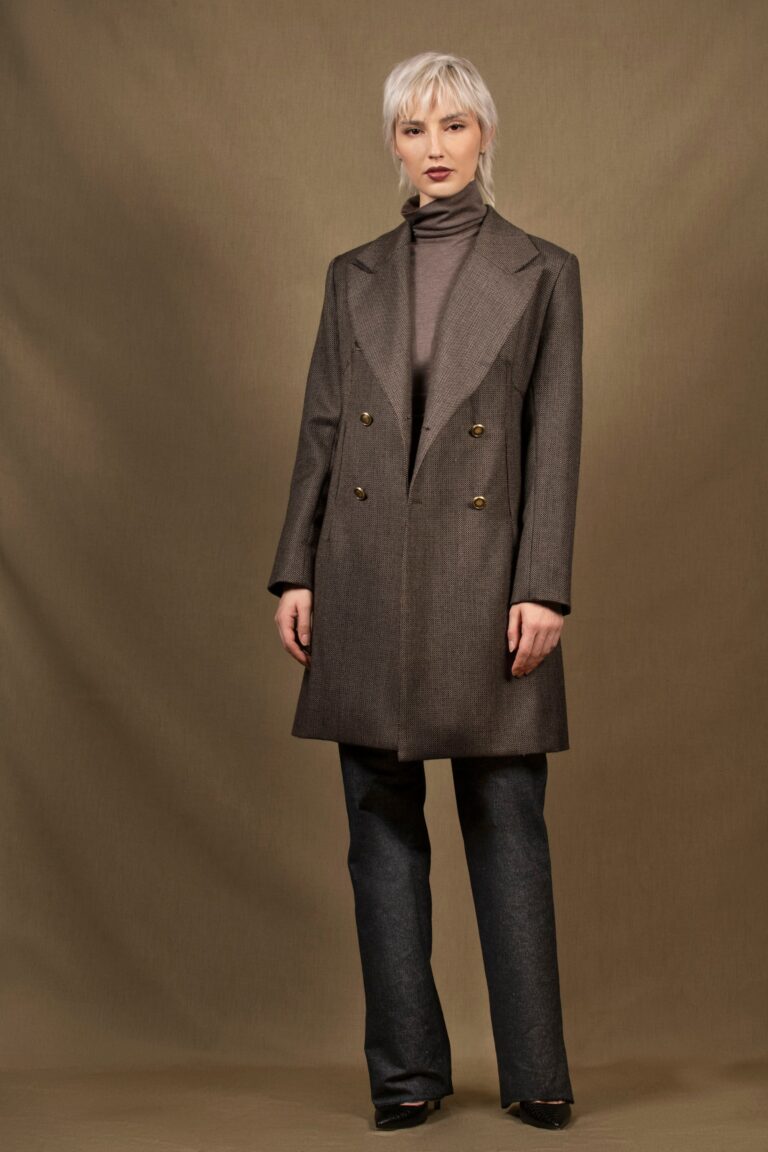 My tailor is Joh - Manteau 3/4 Femme Croisé en Laine Tweed -Soeur