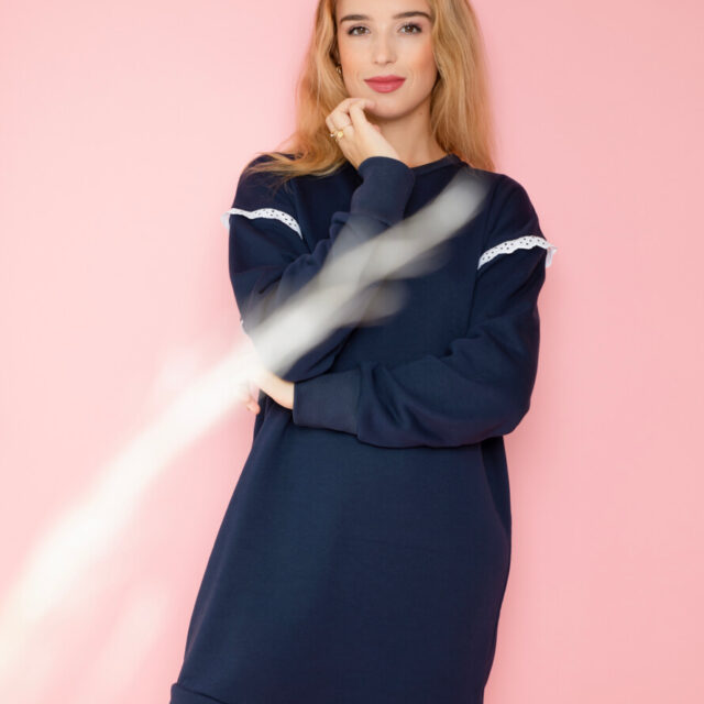 April et C - Robe Sweat Camélia Marine