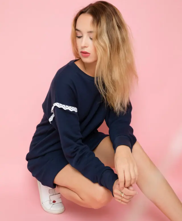 April et C - Robe Sweat Camélia Marine