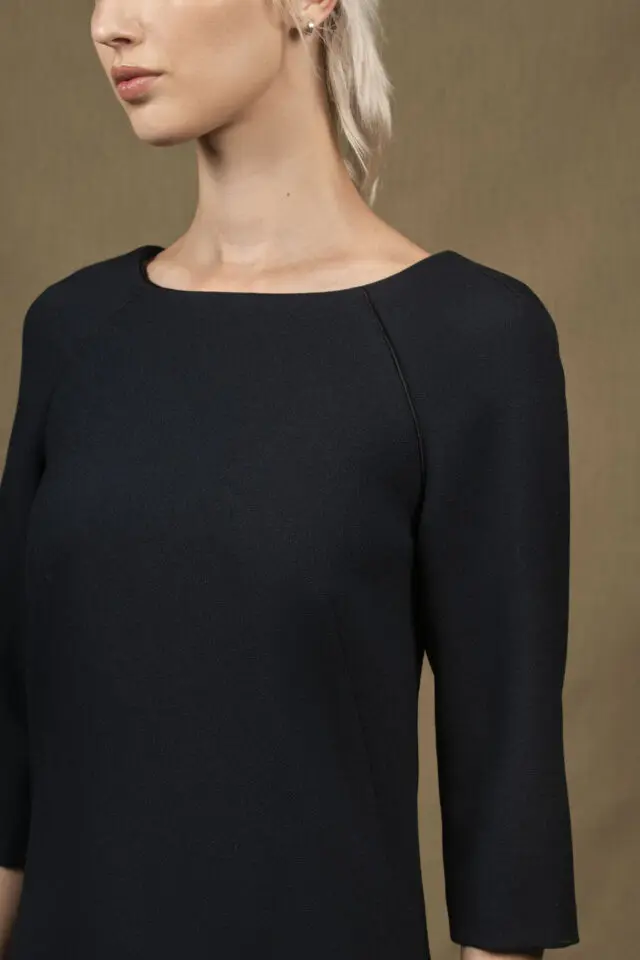 My tailor is Joh - Robe trapèze en Laine Bleu Marine – Sensation