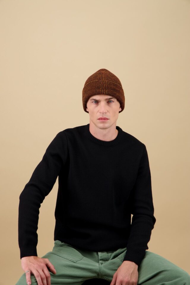 Nitto Knitwear - Bonnet Ara Chiné – Marron / Ocre