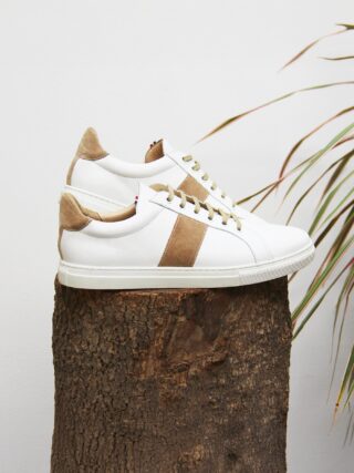 Baskets Made in France cuir beige par la marque JULES & JENN JULES & JENN - Baskets Made in France cuir beige