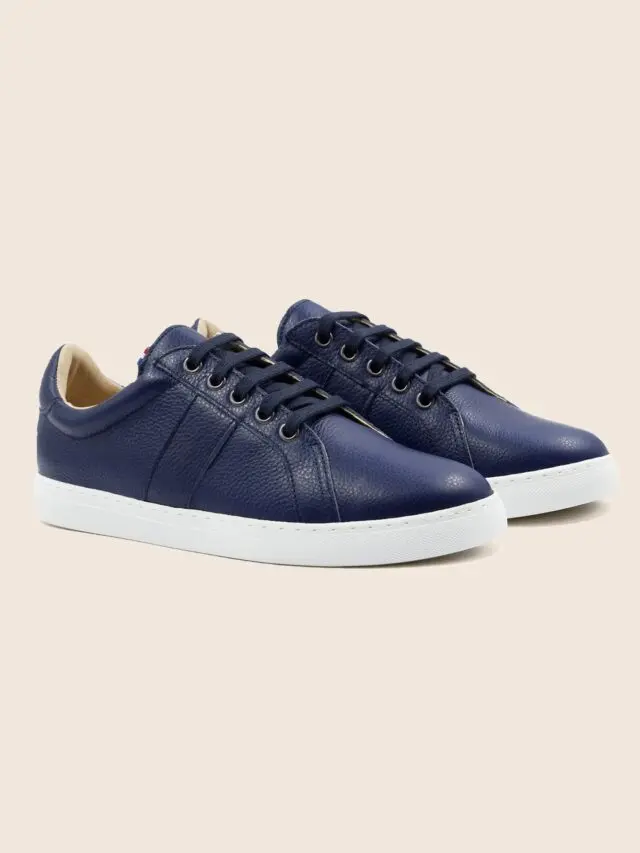 JULES & JENN - Baskets Made in France grainé bleu