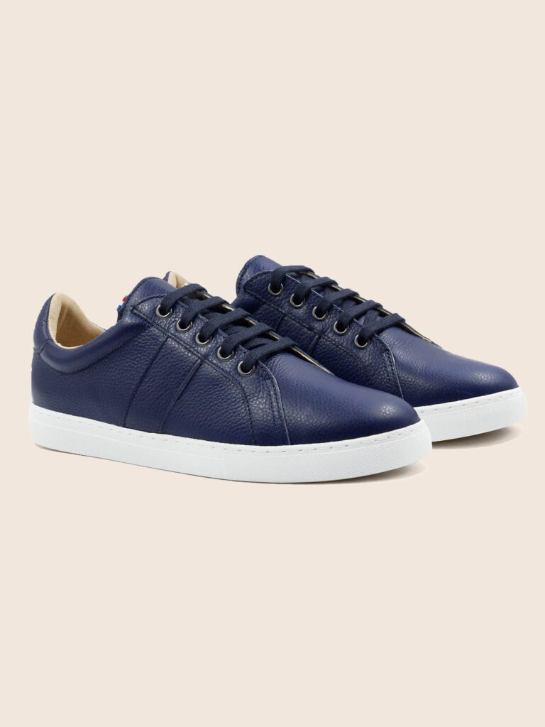 baskets made in france cuir graine bleu 1 JULES & JENN -