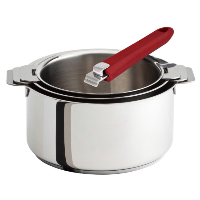 CRISTEL - Batterie CRISTEL Mutine Evolution 3 casseroles + 1 poignée amovible - 6 coloris