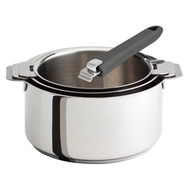 CRISTEL - Batterie CRISTEL Mutine Evolution 3 casseroles + 1 poignée amovible - 6 coloris