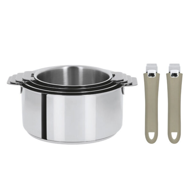 CRISTEL - Batterie 4 casseroles + 2 poignées amovibles Cristel Mutine Evolution - 6 coloris
