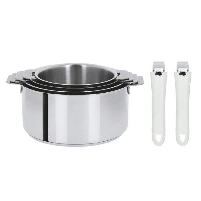CRISTEL - Batterie 4 casseroles + 2 poignées amovibles Cristel Mutine Evolution - 6 coloris