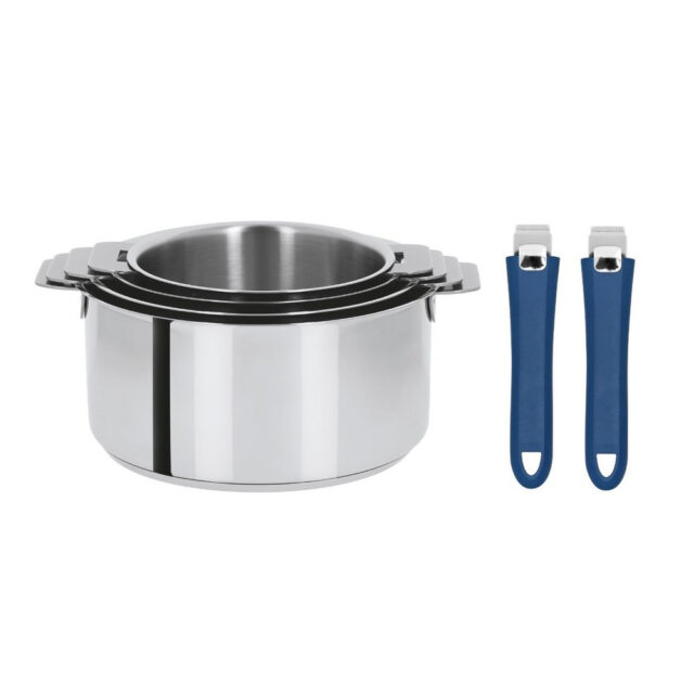 CRISTEL - Batterie 4 casseroles + 2 poignées amovibles Cristel Mutine Evolution - 6 coloris