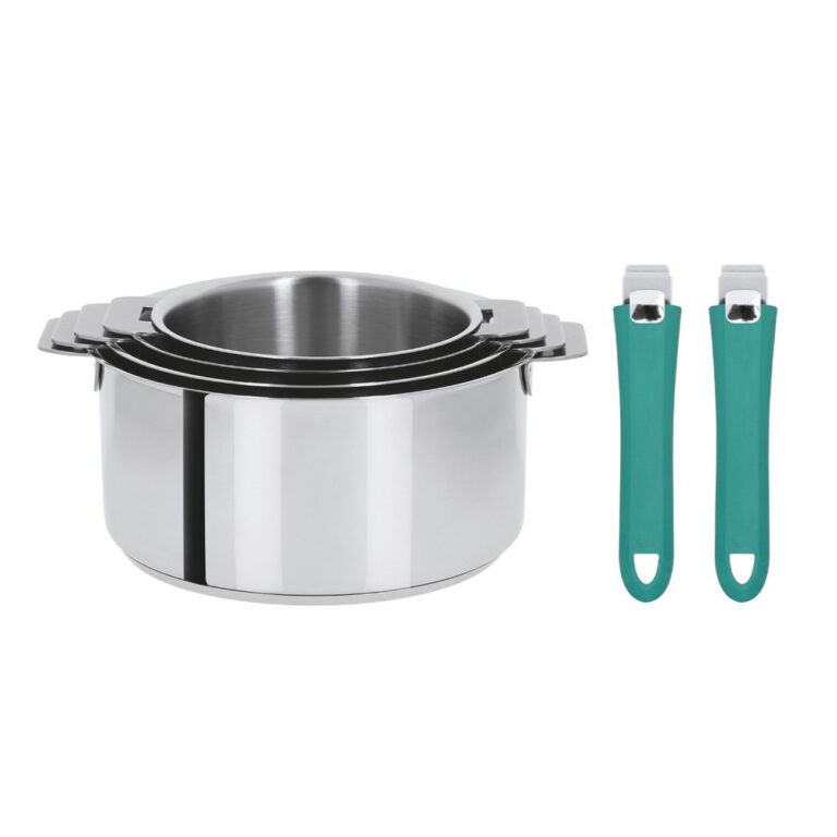 CRISTEL - Batterie 4 casseroles + 2 poignées amovibles Cristel Mutine Evolution - 6 coloris